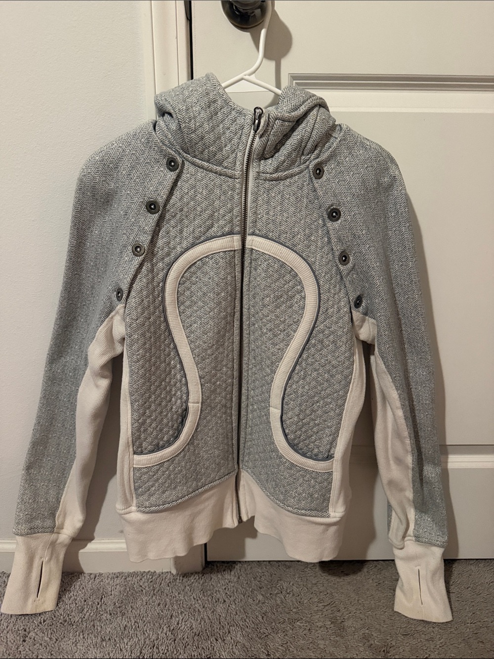 lululemon athletica Light Gray and Cream Quilted Kids Hoodie